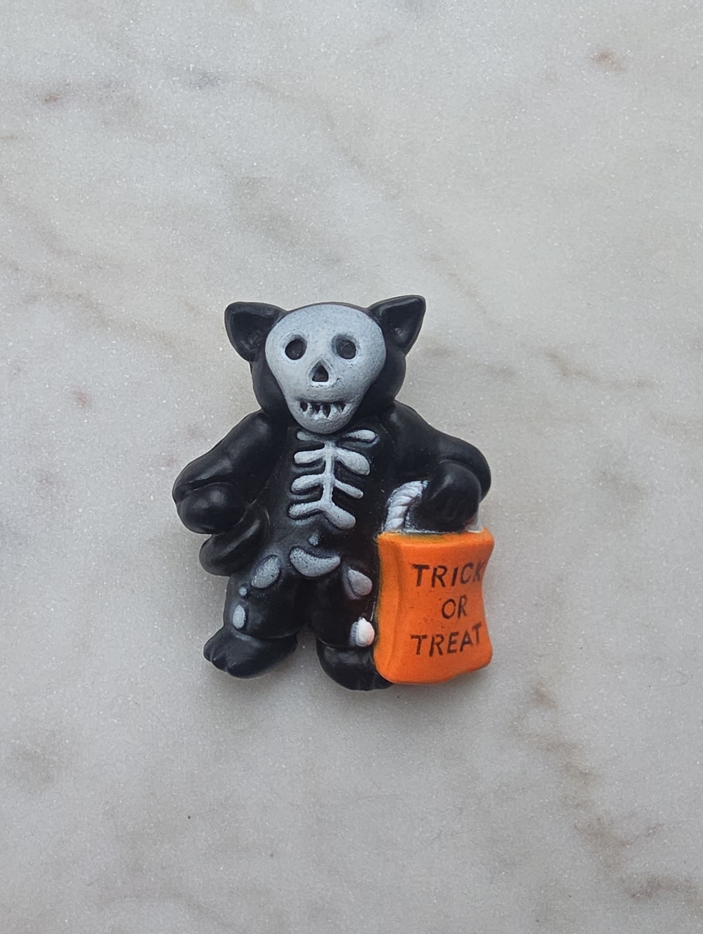 Vintage 1980s Easter Unlimited Halloween Skeleton Trick-or-Treater Brooch Pin